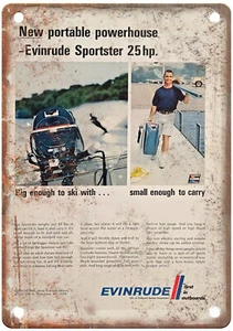 Vintage Ad 1968 EVINRUDE OUTBOARD Motor Reproduction Metal Sign L247 - Picture 1 of 1