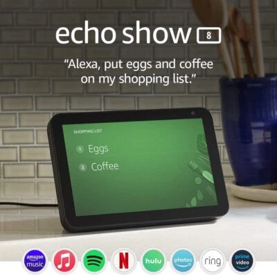 New Amazon Echo Show 8 with Alexa - 8" HD smart display - Charcoal (Black)  - Image 1 of 4