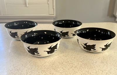 Lote de 4 tigelas de cereais para salada de sopa de bruxa Potters Studio bolinhas - Imagem 1 de 4