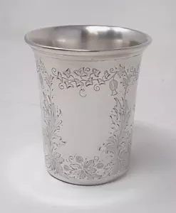 Austrian Silver Cup Antique Ivy Leaf Floral Kiddush cup julep beaker - Picture 1 of 11