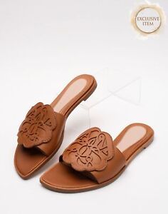 RRP€351 ALEXANDER McQUEEN Leather Slide Sandals US7 UK4 EU37 Made in Italy
