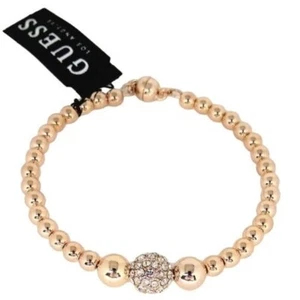 Pulsera Guess Chapada en Oro Cuentas Circonio Cúbico Cierre Magnético - Imagen 1 de 4