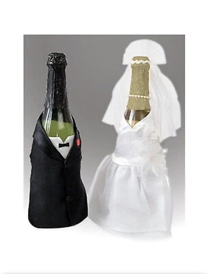 Juego de 4 fundas de vidrio/champagne decoración boda novia y novio nuevas por Victoria Lynn Foto 1 de 4