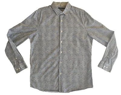 Perry Ellis Slim Fit Long Sleeve Dress Shirt Mens  Size Large Cotton Dot Print - Image 1 of 4
