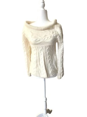 Suéter tejido crema mezcla lana Moda para mujer talla M 9Z Foto 1 de 3