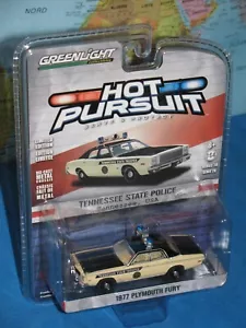 HOT PURSUIT 1977 PLYMOUTH FURY TENNESSEE STATE POLICE USA GREENLIGHT BRAND NEW - Picture 1 of 9