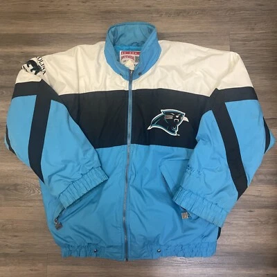 Jaqueta masculina vintage anos 80 anos 90 Carolina Panthers NFL noz-moscada GG Campri **Leia* - Imagem 1 de 4