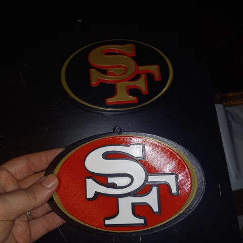 Two San Francisco 49ers 3D Logos 6.5" each with added rings on top for necklace Cover