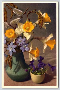 Flowers Viola Selvatica Anemone Hepatica Vintage Postcard - Picture 1 of 2