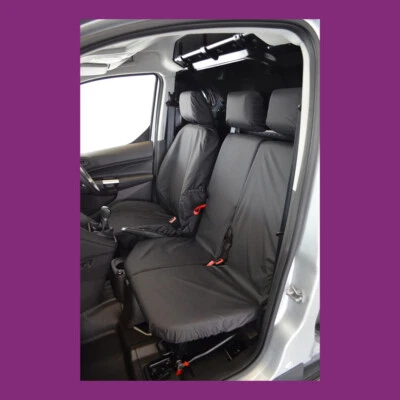 Ford Transit Connect 2014-2018 Tailored Waterproof Front 3 Black Seat Covers - Image 1 of 4