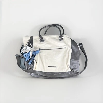 Steve Madden Crossbody Purse Handbag Gray Large Det Strap Tassels Expandable EUC - Image 1 of 4