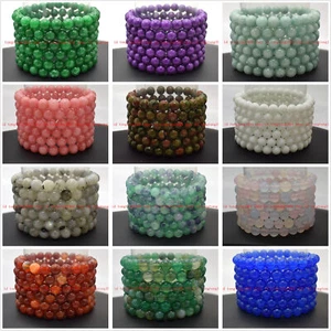 Natürlich 6 Stück 8mm Mehrfarbig Rund Edelstein Perlen Elastisch Armband 19cm - Bild 1 von 57