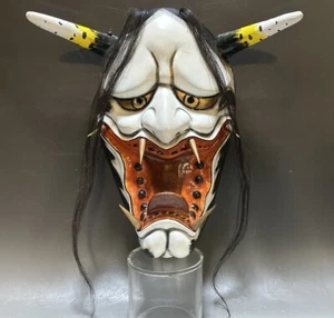 IWAMI Kagura Mask #488 Japanese Vtg 33.5cm Horned Demon Devil Hannya Oni Noh Art - Picture 1 of 16
