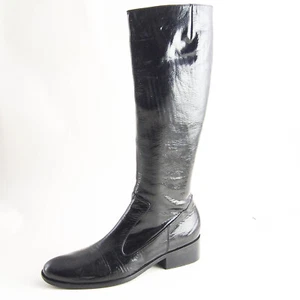 Max Mara Knee High Boots Black Patent Leather Womens Size EU 40 US 10 - Picture 1 of 8