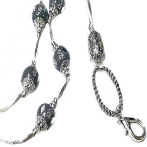 Lanyard cord necklace Silver Indonesian Bead, ID badge holder, adjustable length - Picture 1 of 4