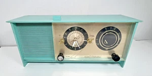 Vintage MCM Sears Silvertone Turquoise Vacuum Tube AM Clock Radio c 1950s #5034 - Bild 1 von 6