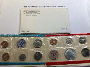1968 PDS US Mint Uncirculated Set in Original Packaging 10 Coins 072325-51 - Picture 1 of 5