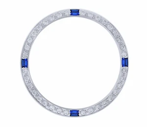 CREATED DIAMOND SAPPHIRE BEZEL FOR 34MM ROLEX AIRKING 14010, 14000 WHITE - Picture 1 of 2