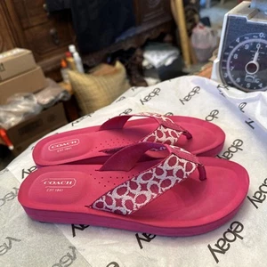 Coach Women’s Pink “Jessalyn” Signature Flip Flops Size 7B - Picture 1 of 7