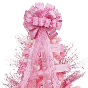 Christmas Tree Topper, 32x12 Inches Large Toppers Bow with Glitter Satin Mesh... - Picture 1 of 8
