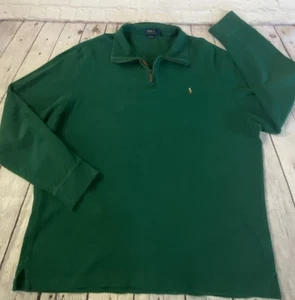 Polo Ralph Lauren Pullover Men’s Size XL 1/4 Zip Estate Rib Green Preppy Shirt - Picture 1 of 12