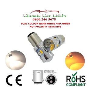 2x BA15D DUAL WARM WHITE AND AMBER SIDELIGHT AND INDICATOR TURN COMBINED LED 381 - Picture 1 of 3