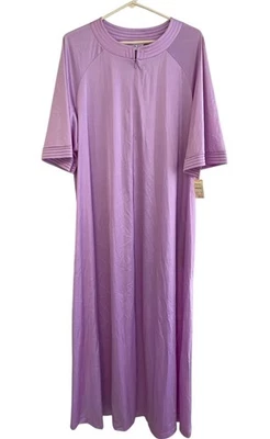 Camisola Vanity Fair Vintage Roxa Maxi Nylon Zíper Manga 1/2 Tamanho G Nova Com Etiqueta Sissy - Imagem 1 de 4