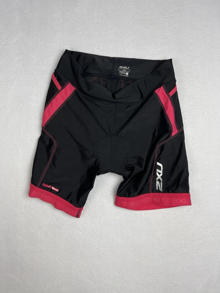 2XU Shorts Tri Feminino de Ciclismo Tamanho Grande Preto Rosa Bicicleta Atlética - Imagem 1 de 4