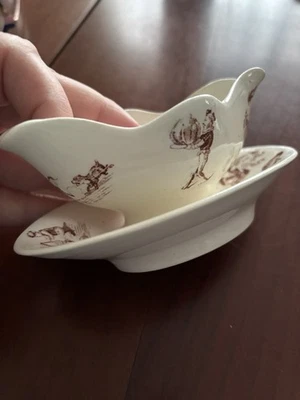 Dînette  Poupée  Ancienne : Saucière Luneville décors Granville  - Immagine 1 di 4