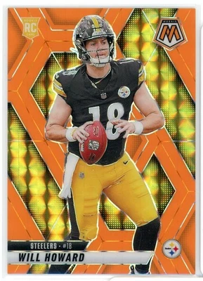 2025 Panini Mosaic WILL HOWARD Orange Fluorescent Prizm RC #d/25 Steelers - Image 1 of 2