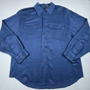 Joey Richi Shirt Mens Large Blue Wool Silk Long Sleeve Button Up Business Casual - Picture 1 of 9