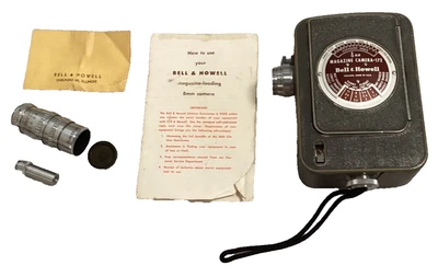 Libro de instrucciones adaptadores de lentes de película de 8 mm cámara cargador Bell Howell 172 vintage Foto 1 de 4