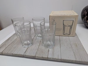 Vintage Libbey Duratuff USA Gibraltar Clear Paneled 4 .5"Juice Glass 7 Oz In Box - Picture 1 of 7