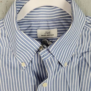 Camicia vintage Brooks Brothers 346 uomo 16,5 blu righe abito tasca business - Foto 1 di 9