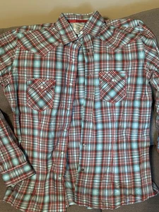 Camisa a Presión Panhandle Rough Stock Cuadros Perla Occidental Mediana - Imagen 1 de 4