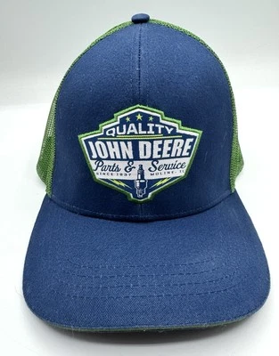 Gorra de camionero con logotipo de John Deere azul verde auténtica impresión rara piezas y servicio Foto 1 de 4