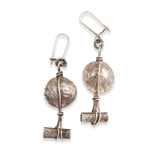 VINTAGE STERLING SILVER ORGANIC DANGLE EARRINGS - Picture 1 of 3