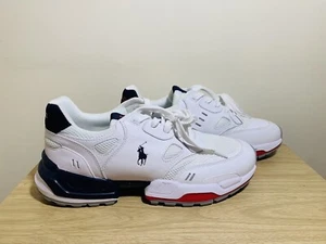 Polo Ralph Lauren JGR PP-SK-ATH athletic shoes white navy NWOB size 11 - Picture 1 of 5