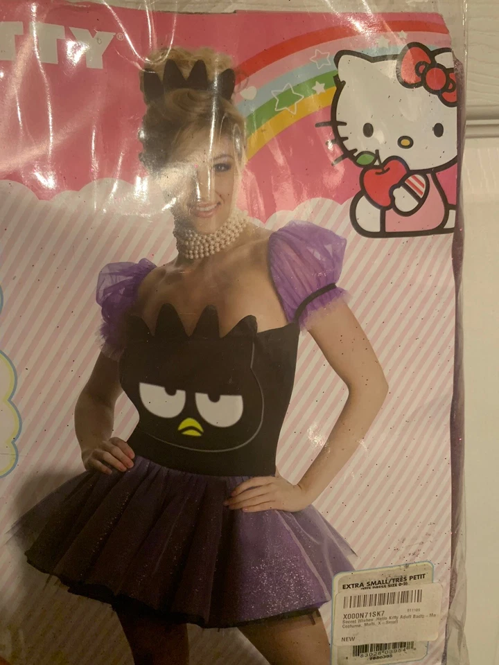 Nuevo Vestido Disfraz Rubíes Hello Kitty Badtz Maru Púrpura Negro Adulto Talla XS 0-2 Foto 1 de 4