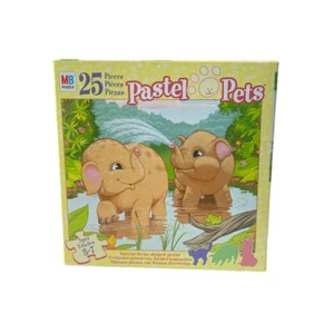 Vintage NOS 2002 Pastel Pets Baby Elephants 25 Piece Puzzle Milton Bradley NEW - Picture 1 of 4