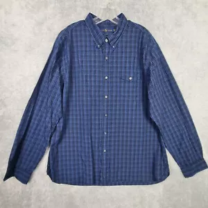 NWT Ralph Lauren Mens Oxford Shirt Size 2XL Blue Slim Fit Button Up Plaid Cotton - Picture 1 of 16