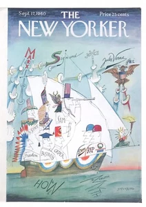 The New Yorker Magazine Cover 17. September 1960 Saul Steinberg Amerika Cartoon - Bild 1 von 8