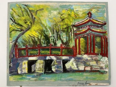 Vintage Gouache Landscape Painting From The Galleries of Frank J. Oehlschlaeger - Image 1 of 4