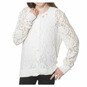 Zunie Girl's Button Front Cardigan Cotton Blend Size 5-6 Black Ivory - Picture 1 of 6