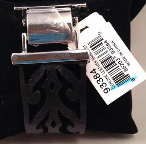 New Cookie Lee genuine Black Leather Wide Bracelet - Picture 1 of 2