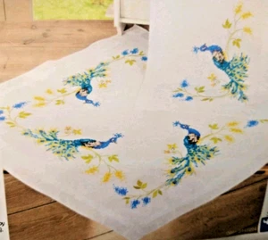 Vervaco PEACOCK Cross Stitch Needlework Kit - Table Runner PN-0149370, 16"x40" - Picture 1 of 5