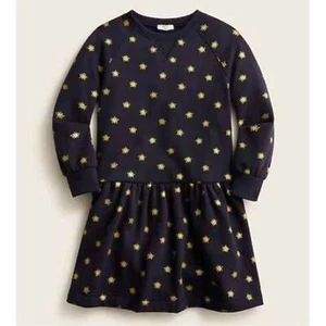 NWT Crewcuts x J. Crew Fleece Drop-Waist Dress Navy & Metallic Gold Star | 12 - Picture 1 of 6