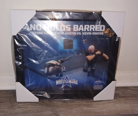 WWE Stone Cold Steve Austin vs Kevin Owens WrestleMania Plaque, match-used table Cover