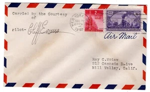 1947 New York NY Luftpost - Carried Courtesy Pilot Cliff Evans - handsigniert - Bild 1 von 2