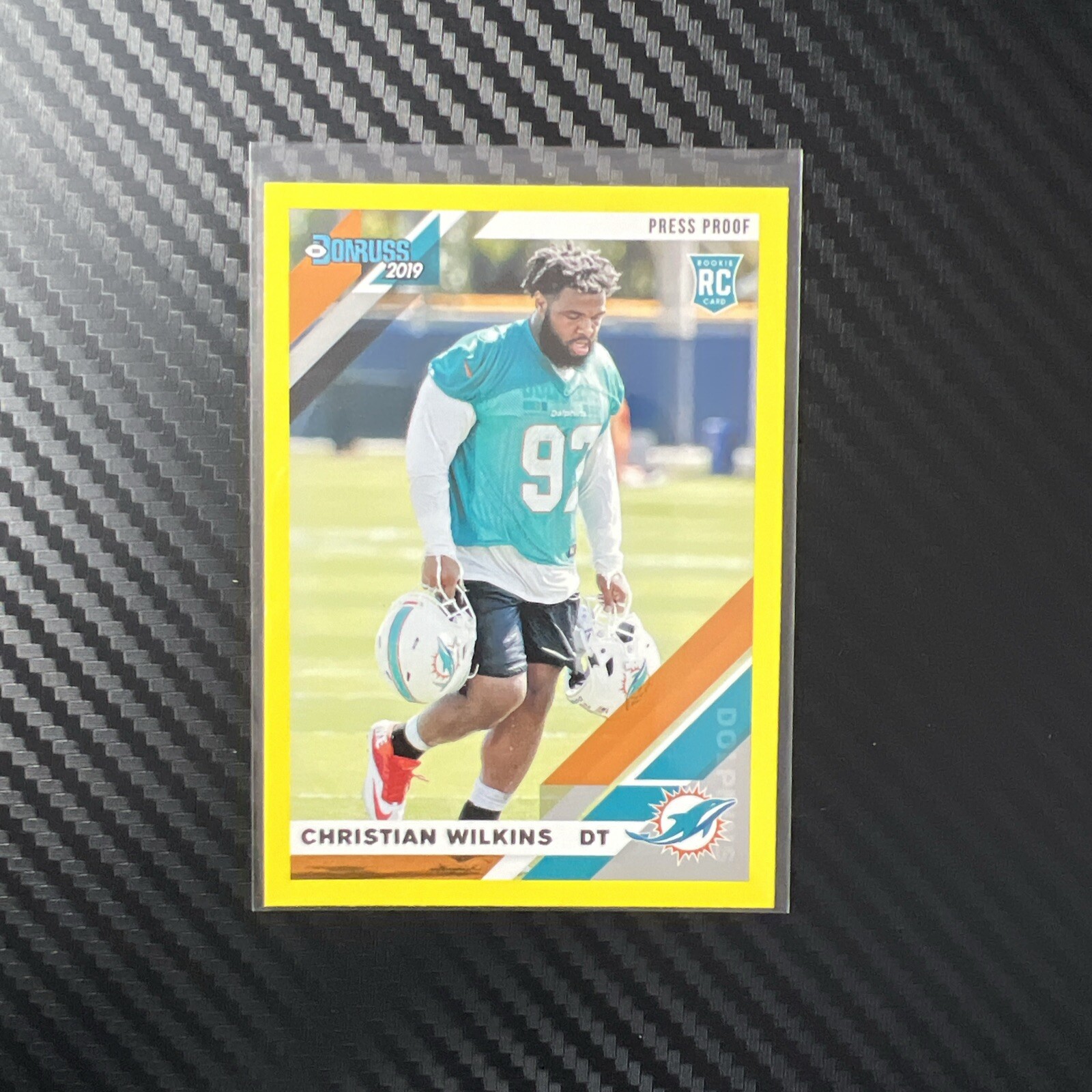 2019 panini donruss Christian Wilkins yellow press proof rookie RC #255